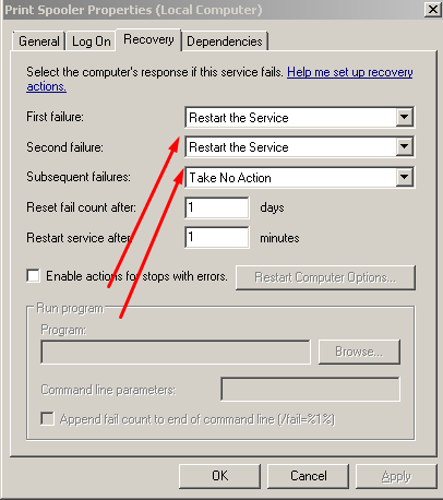 Printer Spooler Properties (Local Computer)