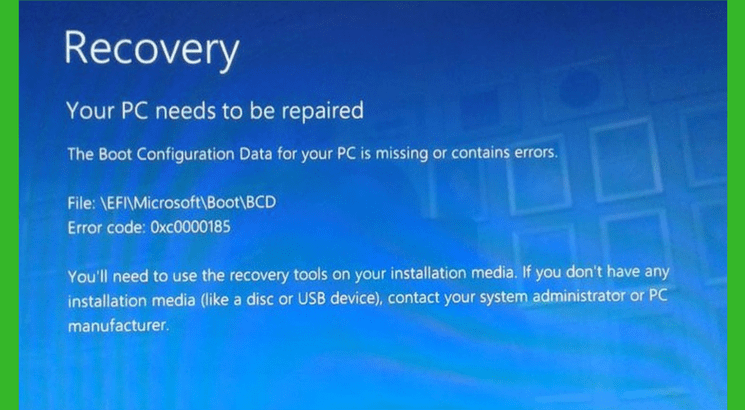 error code 0xC0000185