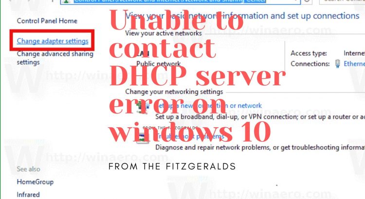 Unable to contact DHCP server error on windows 10