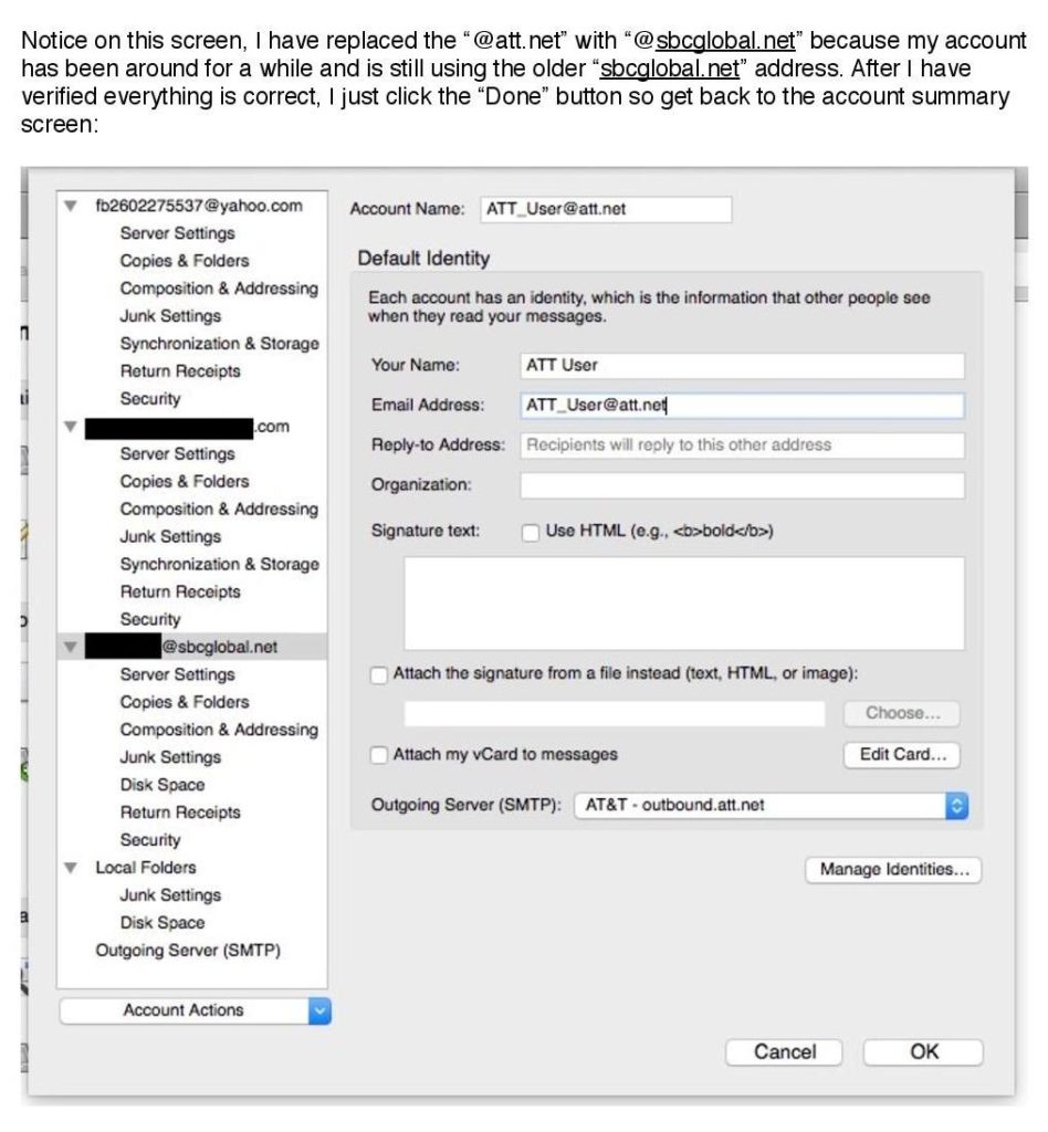 outbound att server settings