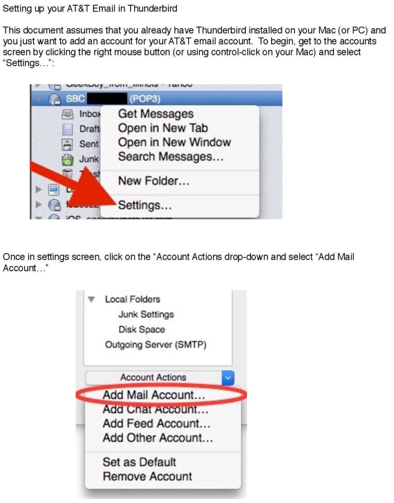 latest att email server settings